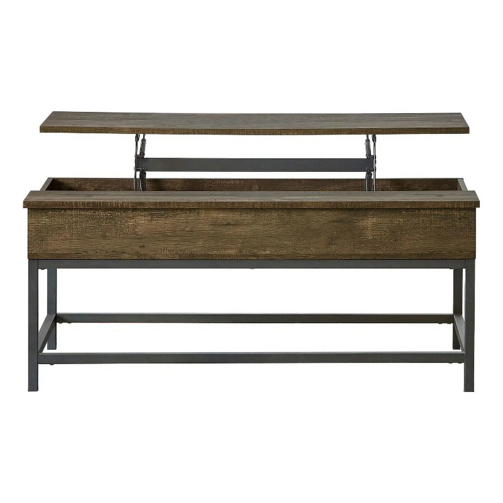 Pemberly Row Wood Coffee Table with Hidden Storage Brown Oak and Black