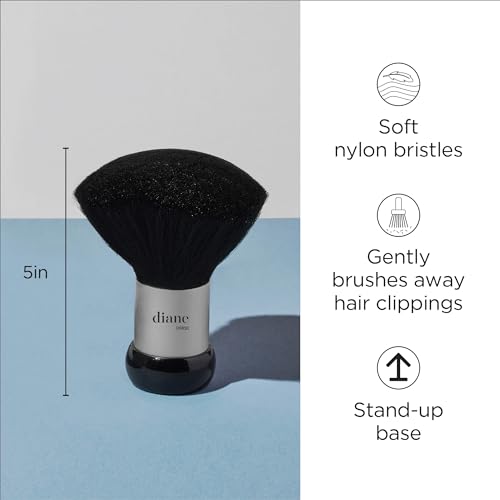 Diane Neck Duster – Barber and Salon Brush to Remove Loose Hair from Neckline and Ears After Haircut, Professional and Home Use, Soft Nylon Bristles, Stand Up Base, 5”, Medium, D9850