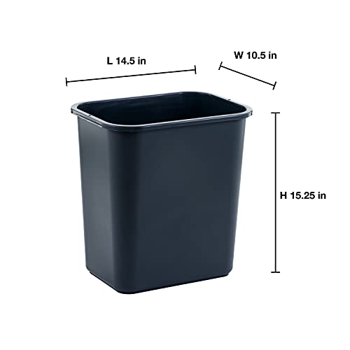 United Solutions 7 Gallon / 28 Quart Space Saving Trash Wastebasket, Fits Under Desk and Small, Narrow Spaces in Commercial, Kitchen, Home Office, and Dorm, Easy to Clean, Black (Pack of 12)