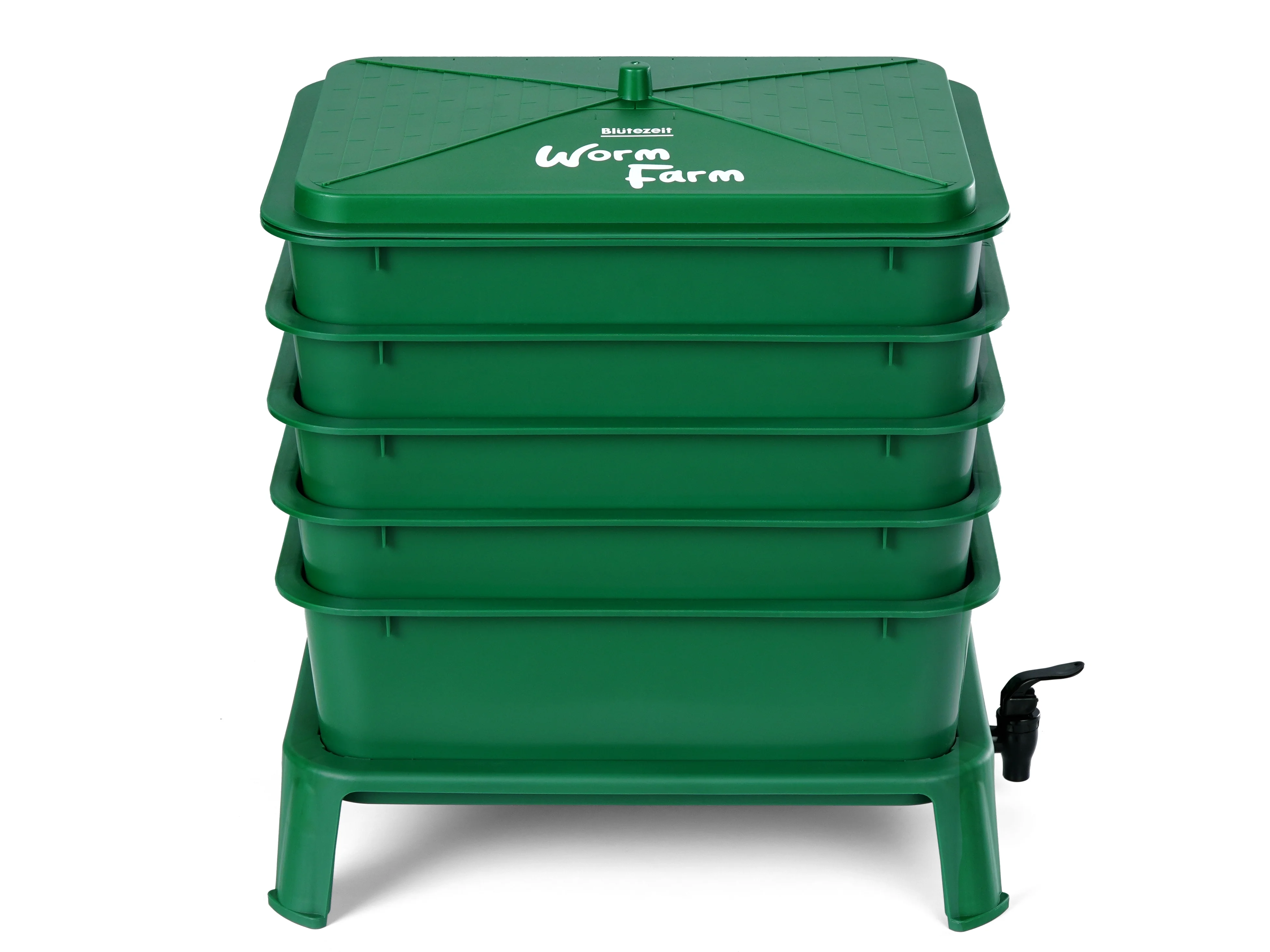 Blütezeit Worm Composter 5-Tray, Compost Bin Worm Farm with Complete Kits, Easy Setup for Compost Starter Harvest Worm Casting, Worm Tea, Recycling Food Waste (Green)