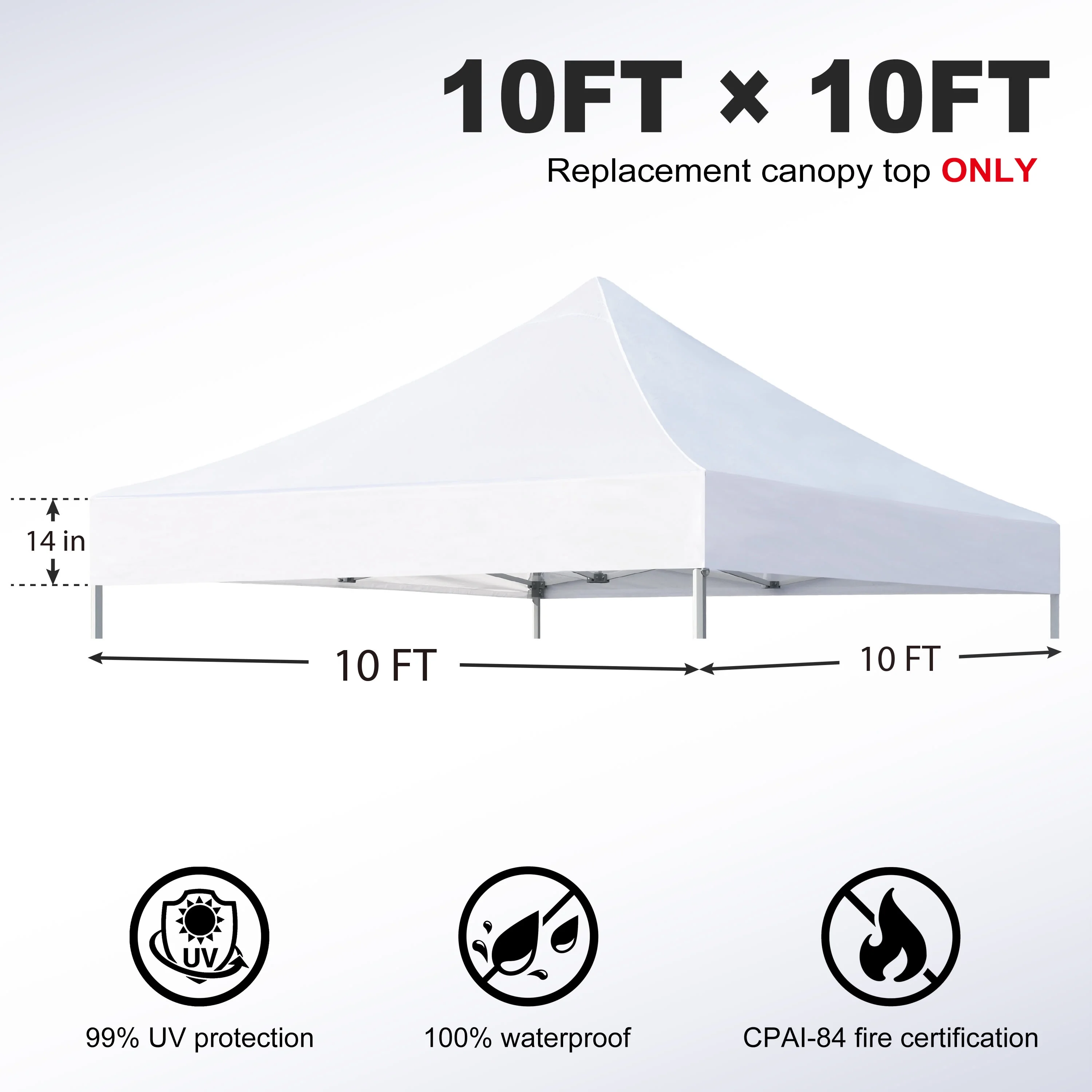Eurmax Replacement Canopy Tent Top Cover for 10x10 Pop Up Canopy ,Instant Ez Canopy Top Cover ONLY,(Sandy)