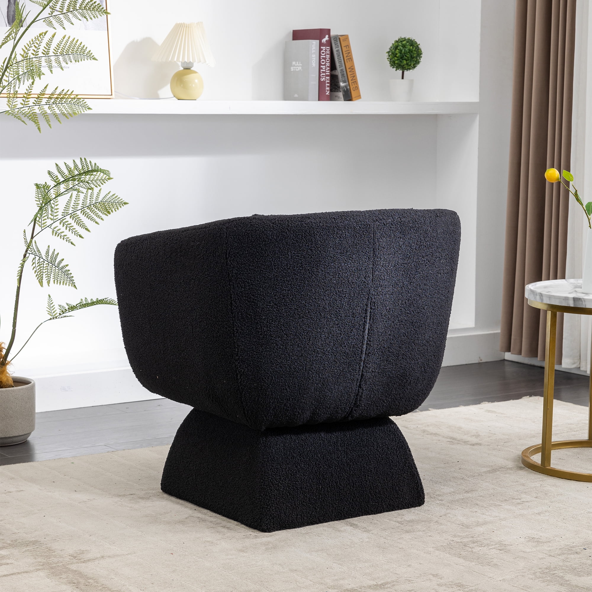 360 Degree Swivel Boucle Chair, Comfy Accent Sofa Chair with A Small Pillow, Modern 28