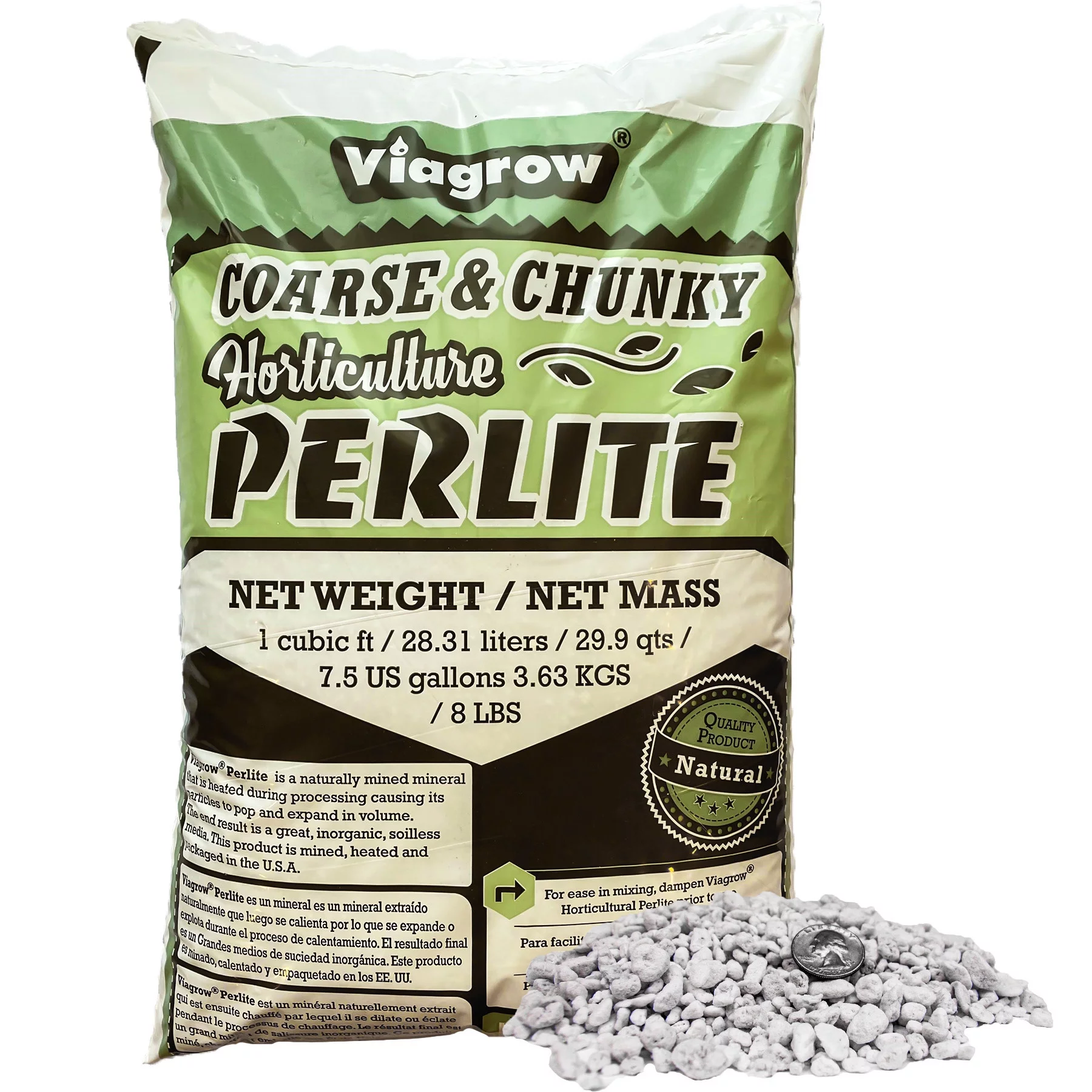 Viagrow Coarse and Chunky Perlite 29.9 Quarts / 1 CF, Indoor/Outdoor Plants Soil Amendment Additive Grow Media