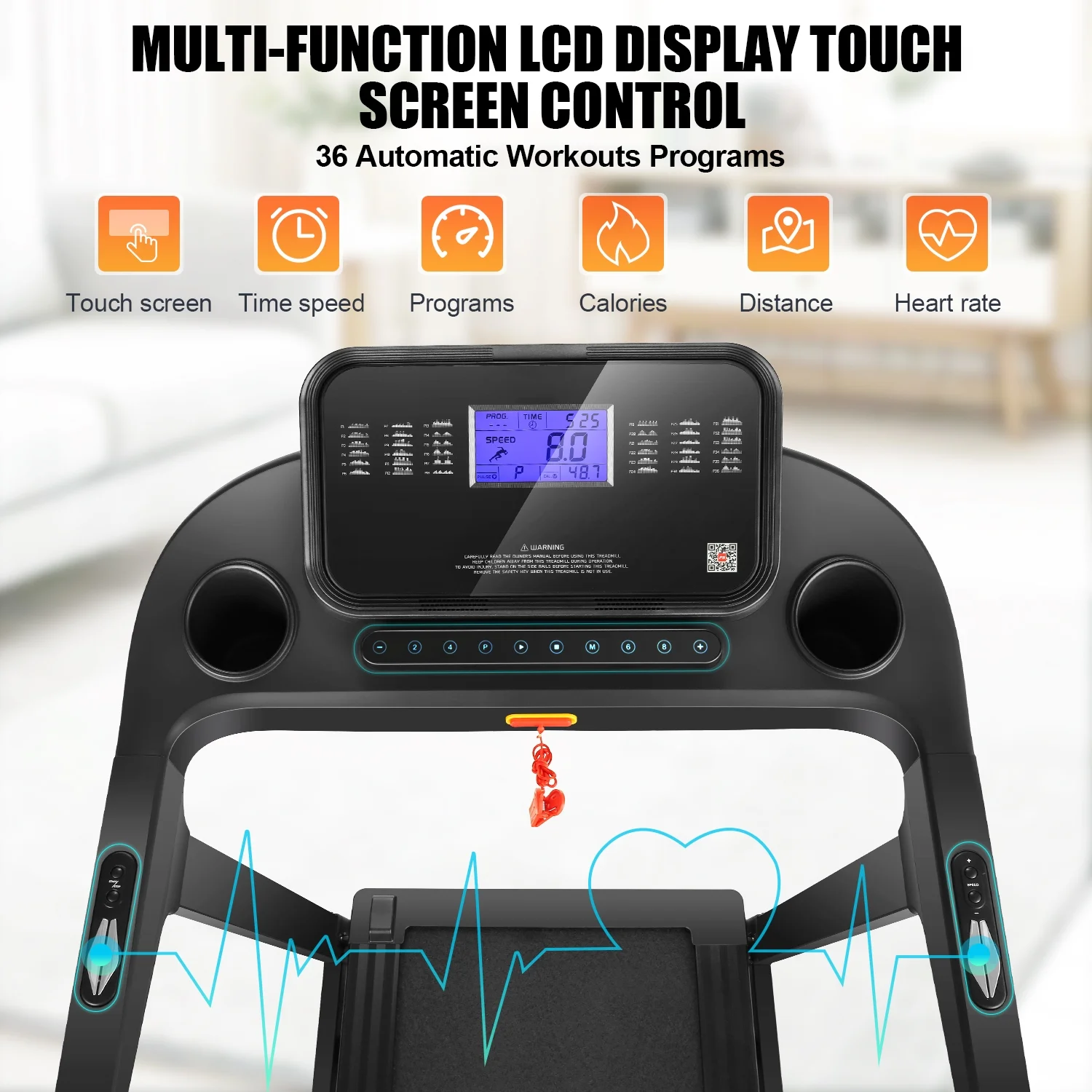 Treadmill 300 lb Capacity with Inclines, 3.25HP Brushless Motor, 18 Inch Wide Foldable Treadmill with APP & Bluetooth Speakers, LCD Display, Walking Running Machine for Home Office with 36 Programs