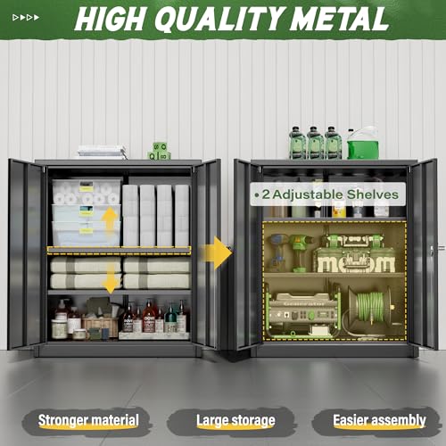Greenvelly Metal Storage Cabinet with Doors and Shelves,Lockable Storage Cabinet for Office,36”White Metal Utility Cabinet Garage Cabinets, Lockable File Cabinet for Home Office, Garage, Kitchen, Shop