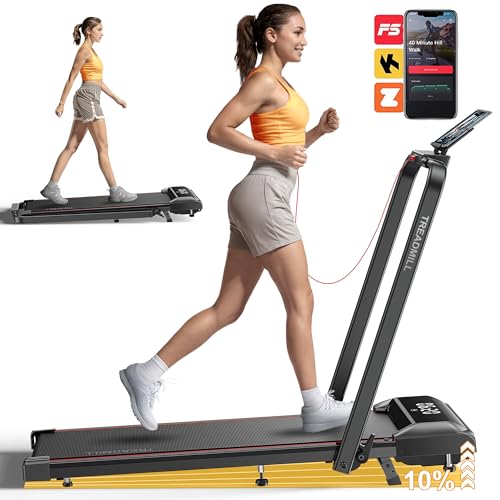 Walking Pad Treadmill with Incline, 2 in 1 Foldable Treadmills for Home Small Office, 300lbs Portable Compact Under Desk Treadmill with App, Remote Control and LED Display