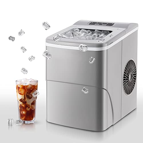 Ice Maker Countertop, Efficient Easy Carry Ice Machine, Self-Cleaning Ice Maker with Ice Scoop & Basket, 9pcs/ 8mins 26.6Lbs Per Day for Home/Office/Kitchen,Black