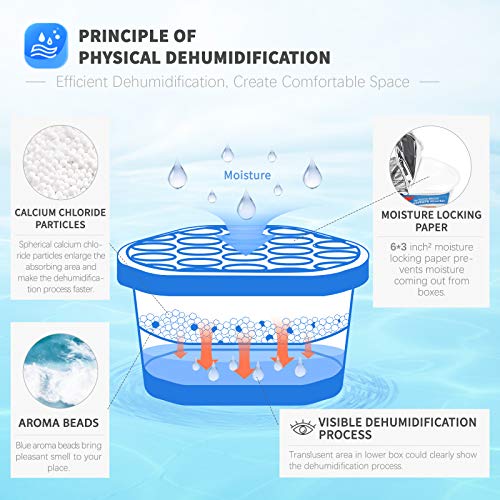 Vacplus Moisture Absorbers 6 Pack, 10.5 Oz Portable Humidity Absorber Boxes for Your Bathroom, Closet & Car, Dehumidifier with Fragrance Free, Navy Blue