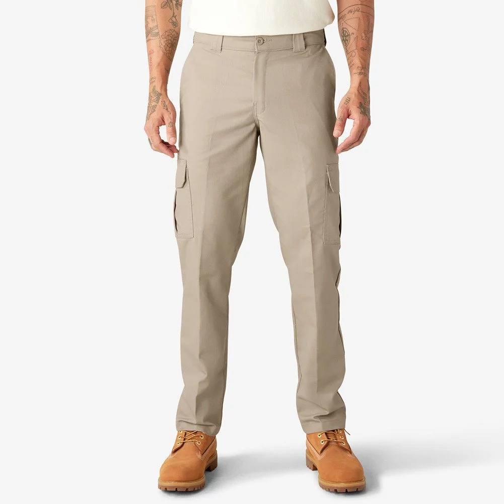 Dickies Men's Slim Straight Stretch Twill Cargo, Desert Sand, Size 34W x 30L