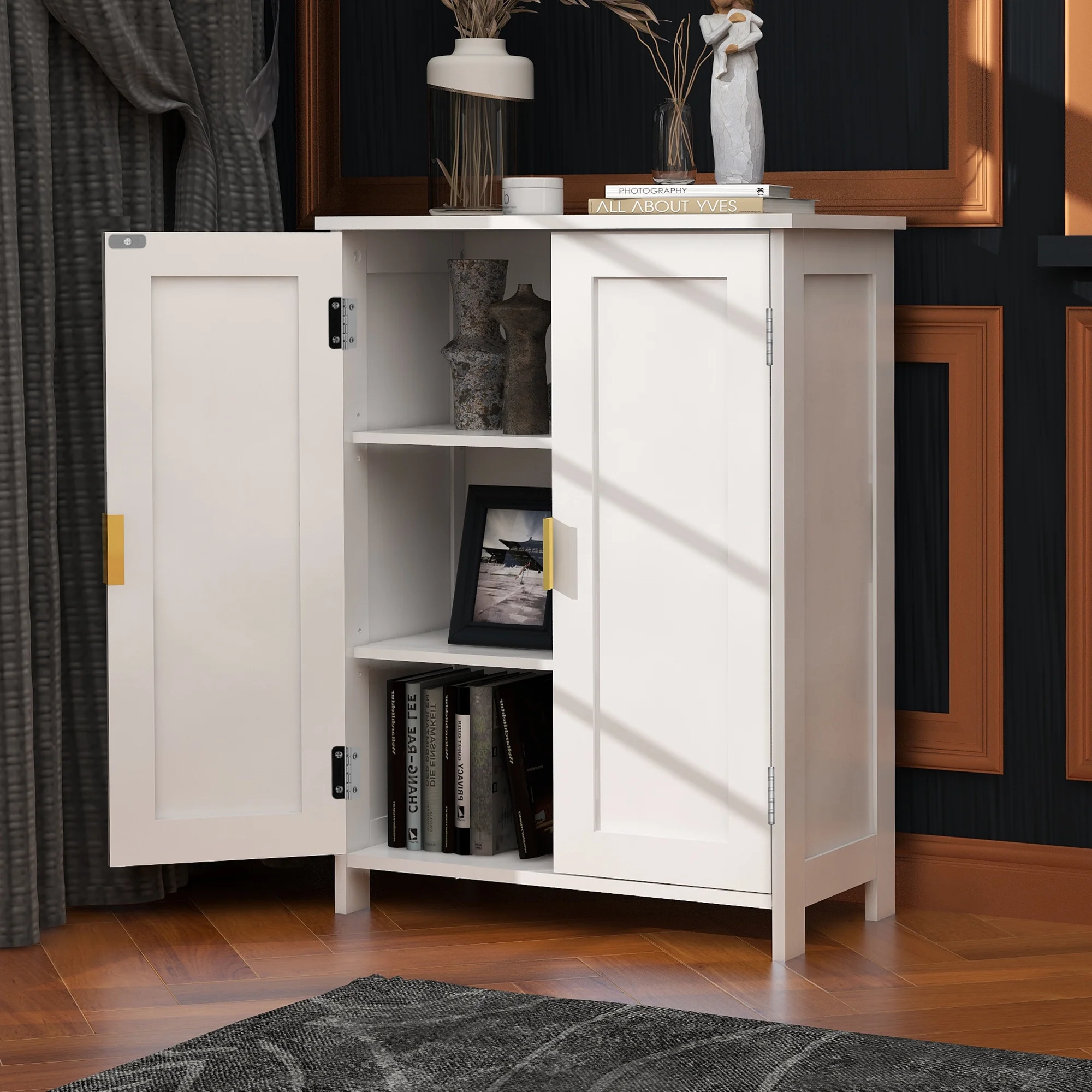 Bathroom Storage Cabinet,Bathroom Cabinets Freestanding With 2 Doors,Towel Cabinet For Bathroom Floor Cabinet,Restroom Cabinet,Small Storage Cabinet For Office,Restaurant,Living Room