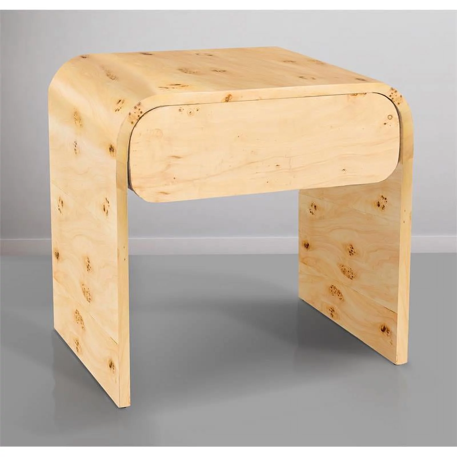 Maklaine Mid-Century Solid Ash Burl Finish Wooden Night Stand