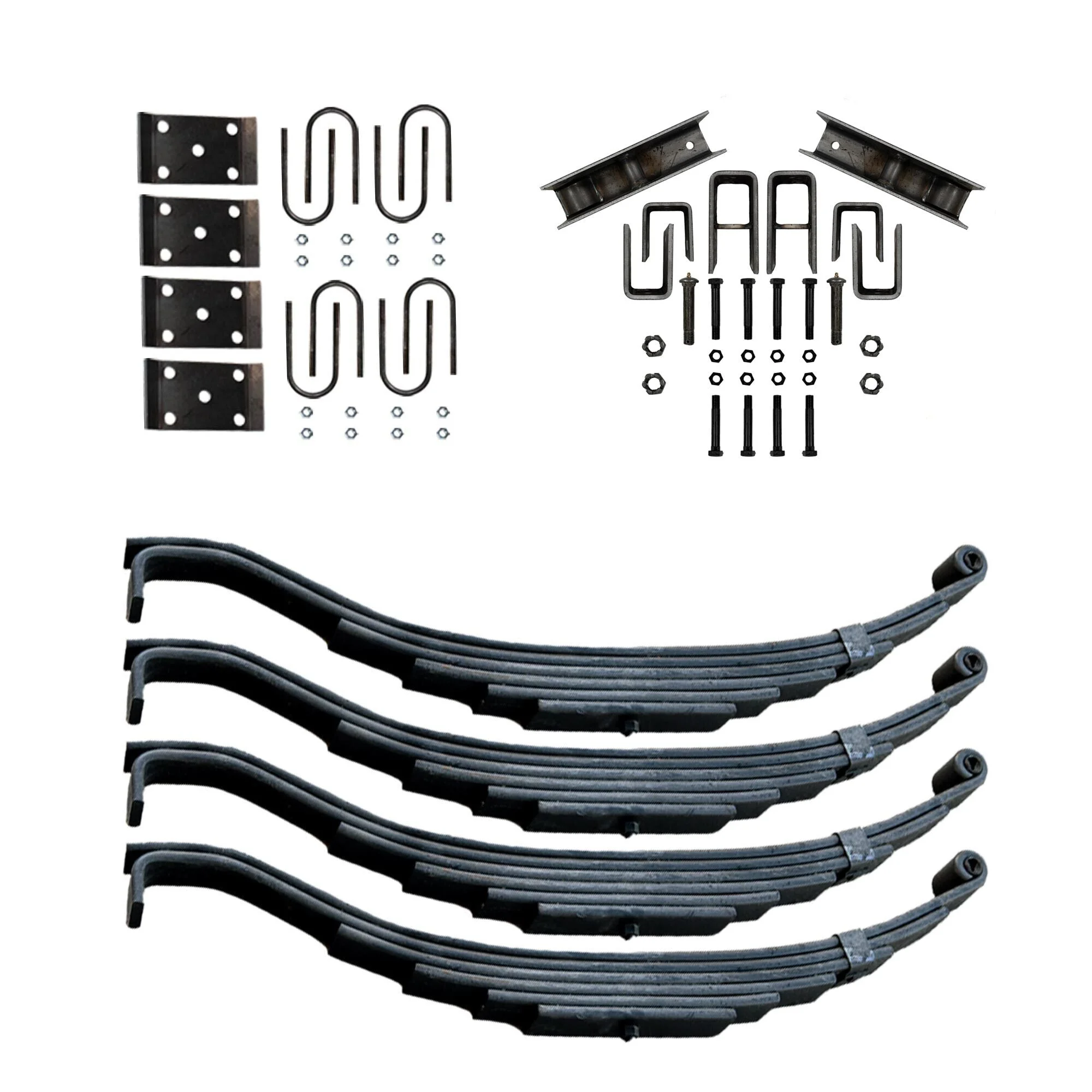 The Trailer Parts Outlet - Trailer 6 Leaf Slipper Spring Suspension and Tandem Axle Hanger Kit for 3.5