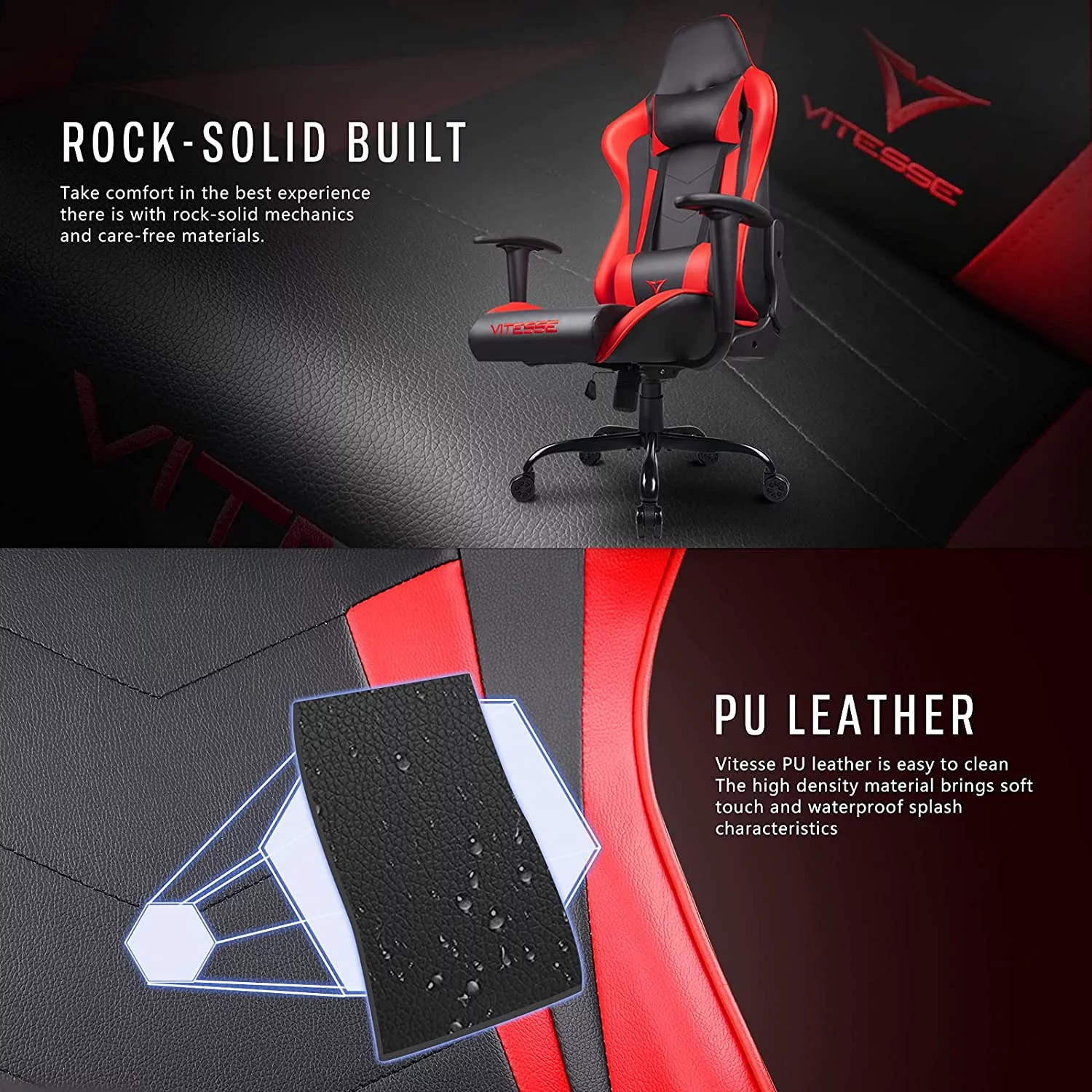 Vitesse gaming chair, 2022 Racing style gamer chair for teens,Comfortable High Back game chair,Lumbar Support and Headrest Computer Desk Chair with Height Adjustable Swivel Office Chair