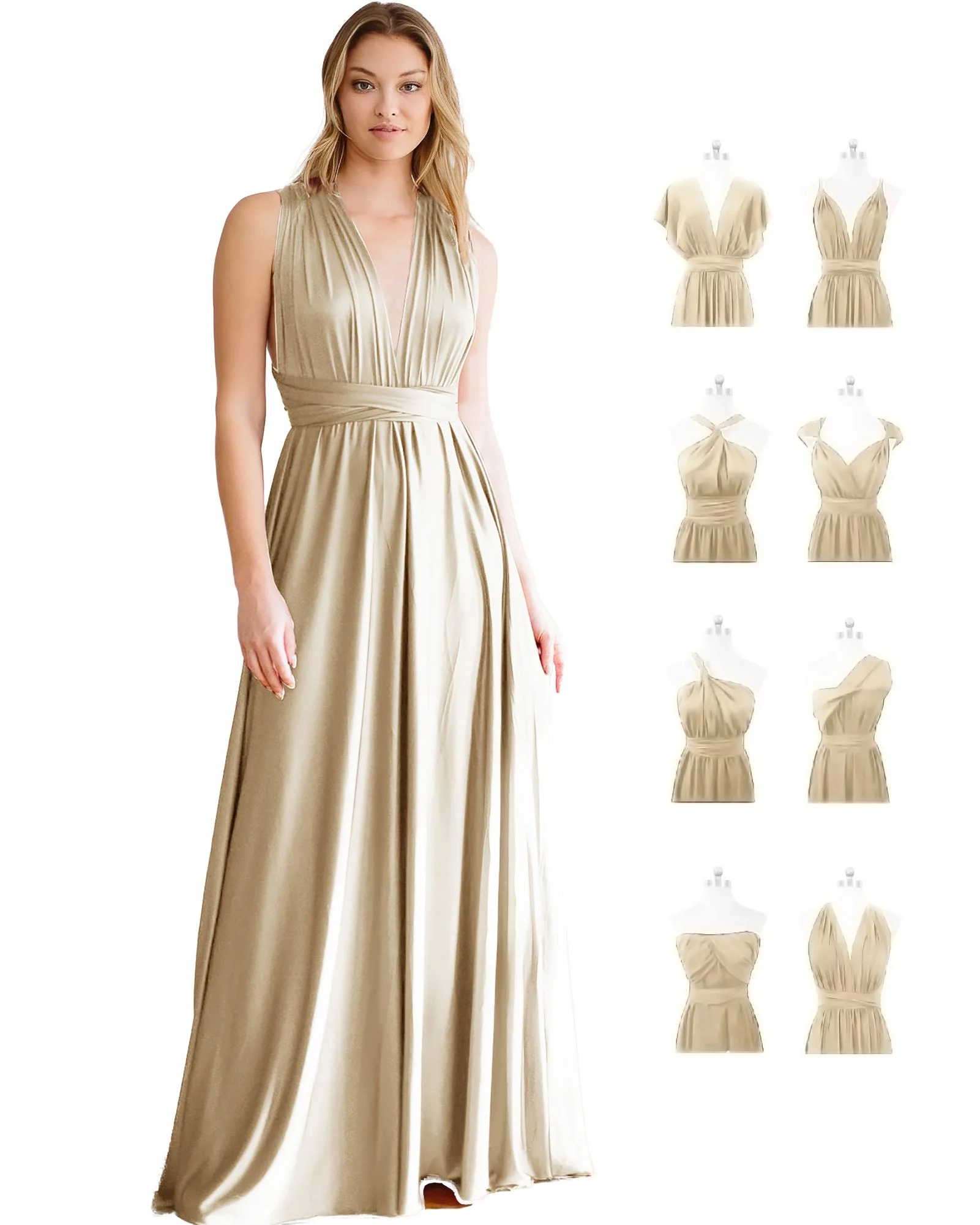 Belles Design Womens Infinity Bridesmaid Evening Transformer Maxi Dress Regular and Plus Size