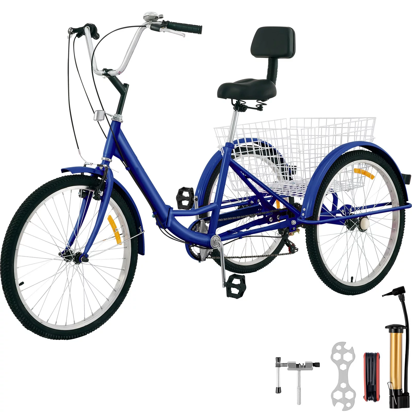 BENTISM Foldable Tricycle Adult 24'' Wheels Adult Tricycle 7-Speed 3 Wheel Bikes For Adults