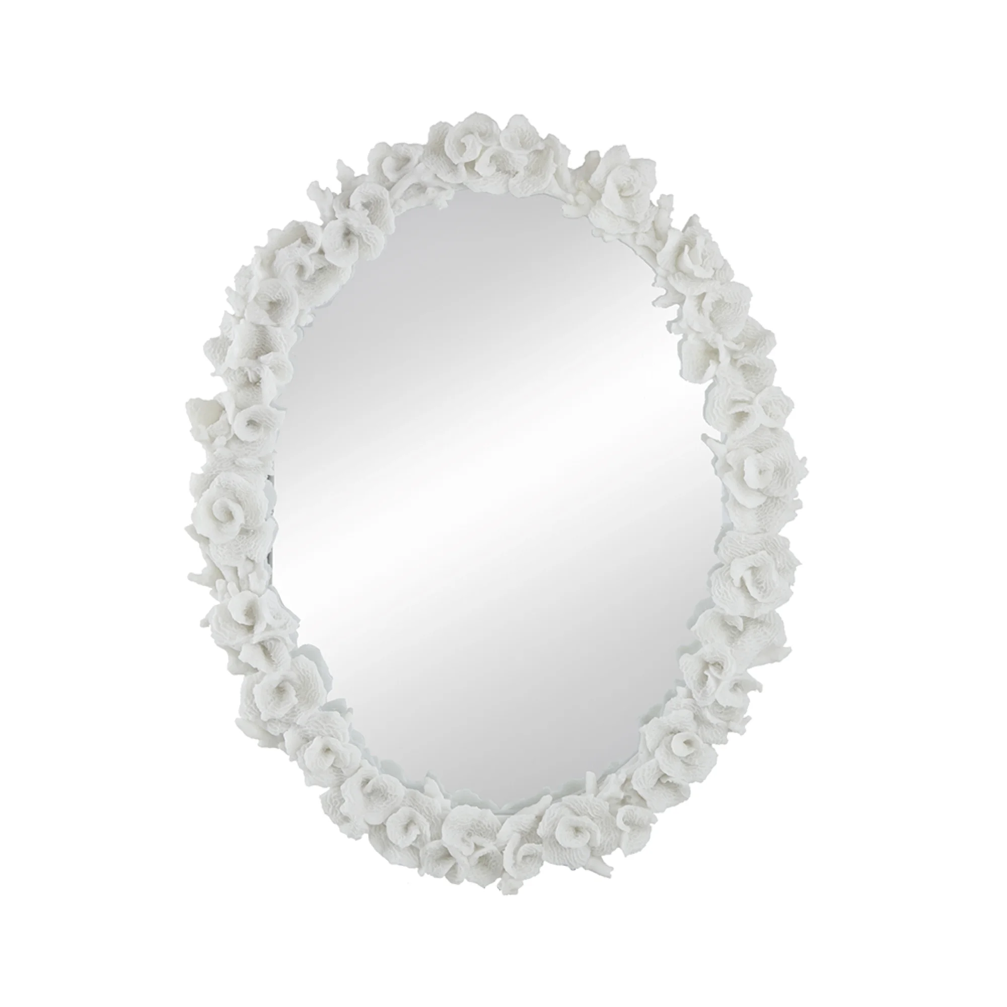 CC Home Furnishings Coral Oval Wall Mirror - 3' - White