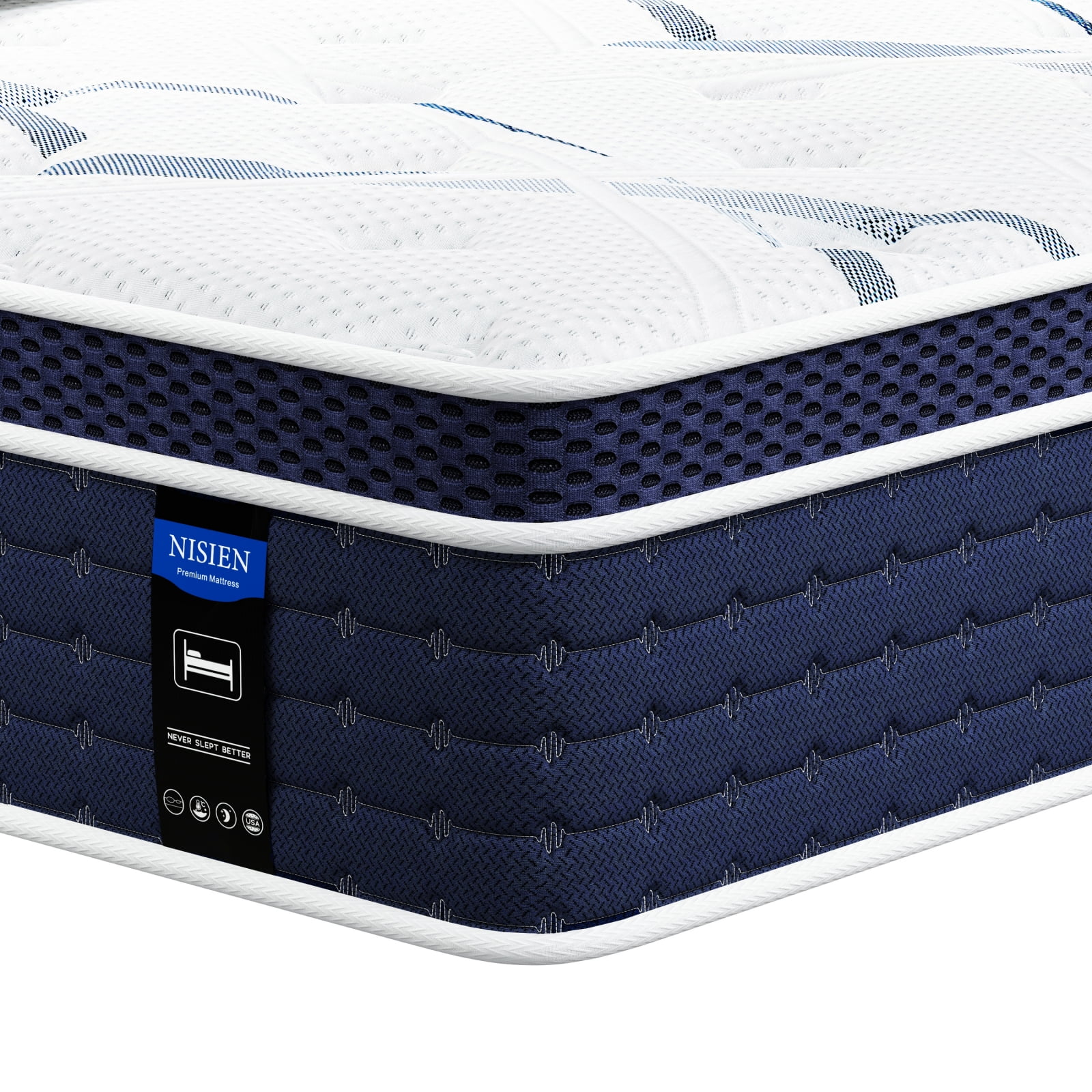 King Mattress,Nisien 12 Inch Hybrid Mattress in a Box, Gel Foam Mattress, Individually Wrapped Pocket Coils Innerspring Mattress, Support & Pressure Relief, Medium Firm Feel, 76