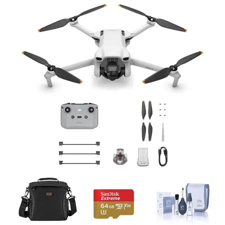 Mini 3 Drone with RC-N1 Remote Controller Bundle with 64GB microSD Card, Shoulder Bag, Cleaning Kit