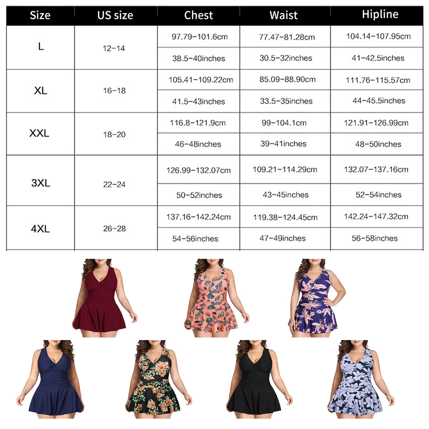 Women's Plus-Size Flower Printing Shaping Body One Piece Swim Dresses Tummy Control Swimsuit