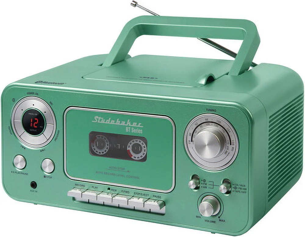 Studebaker SB2135BTTS Bluetooth Portable CD Player Radio Cassette (Teal/Silver)  [MISC ACCESSORY]