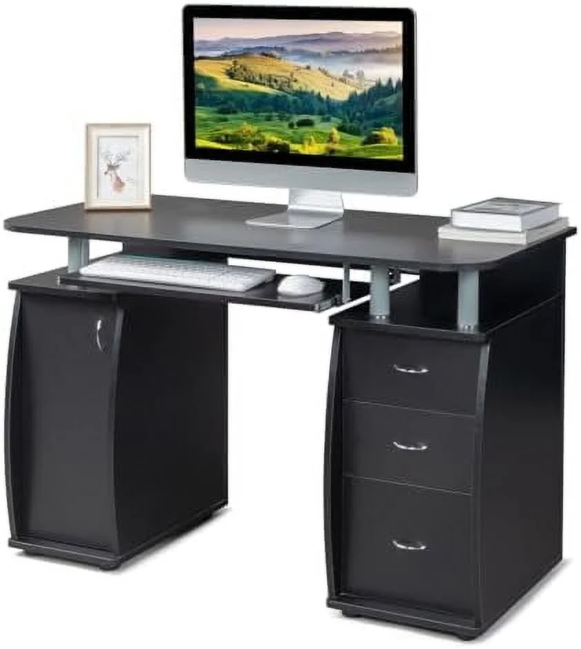 xrboomlife Computer Desk with Drawers &  Cabinet  Small Office Desk PC Laptop Workstation for Home  Studio  Office  Apartment  Coffee