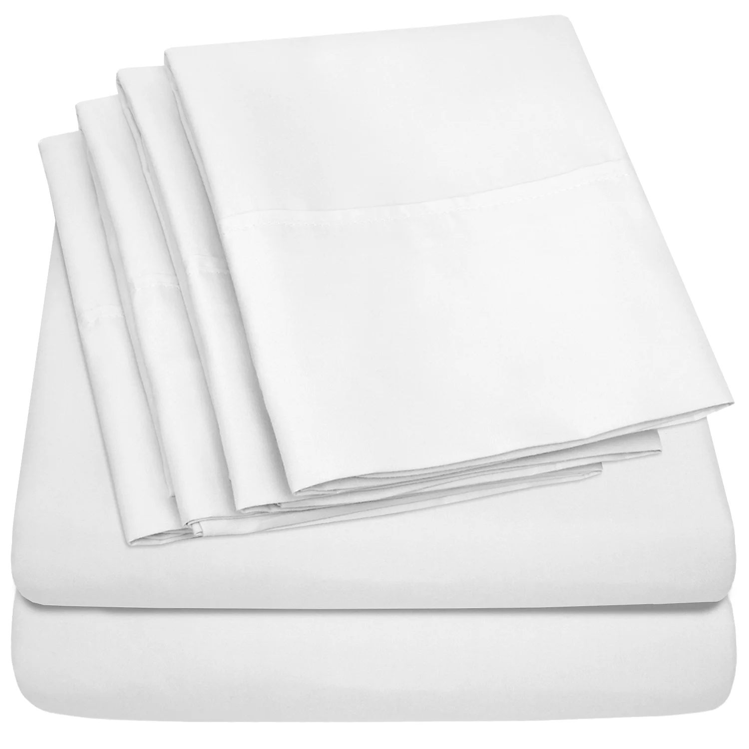 Sweet Home Collection 1500 Series Egyptian Comfort Sheet Set 6 Piece Sheet Set Queen, White