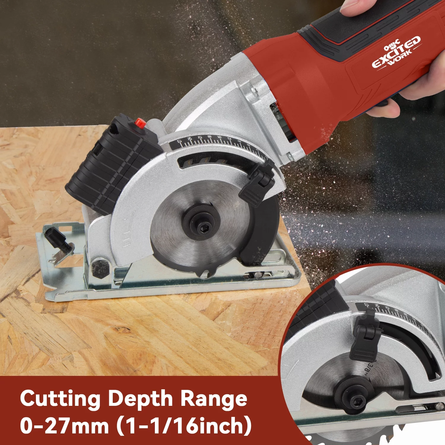 Mini Circular Saw, 5000RPM Electric Compact Circular Saw, Laser Cutting Guide, Handled Cut Saw with 3 Blades for Wood PVC, Metal,Tile Plastic