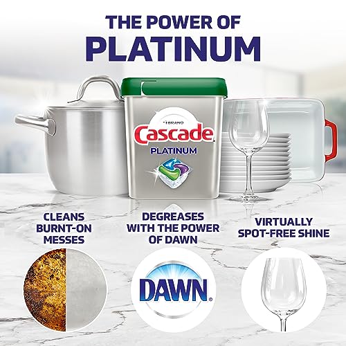 Cascade Platinum Dishwasher Pods, Dishwasher Detergent, Actionpacs, Fresh, 62 Count