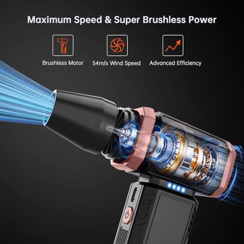 Compressed Air Duster 300000RPM, Cordless Electric Duster Brushless Motor Replace Canned Air, Rechargeable Durable Blower for PC, Car, Computers, Keyboard, Snow Removal & Outdoor, Great Gift