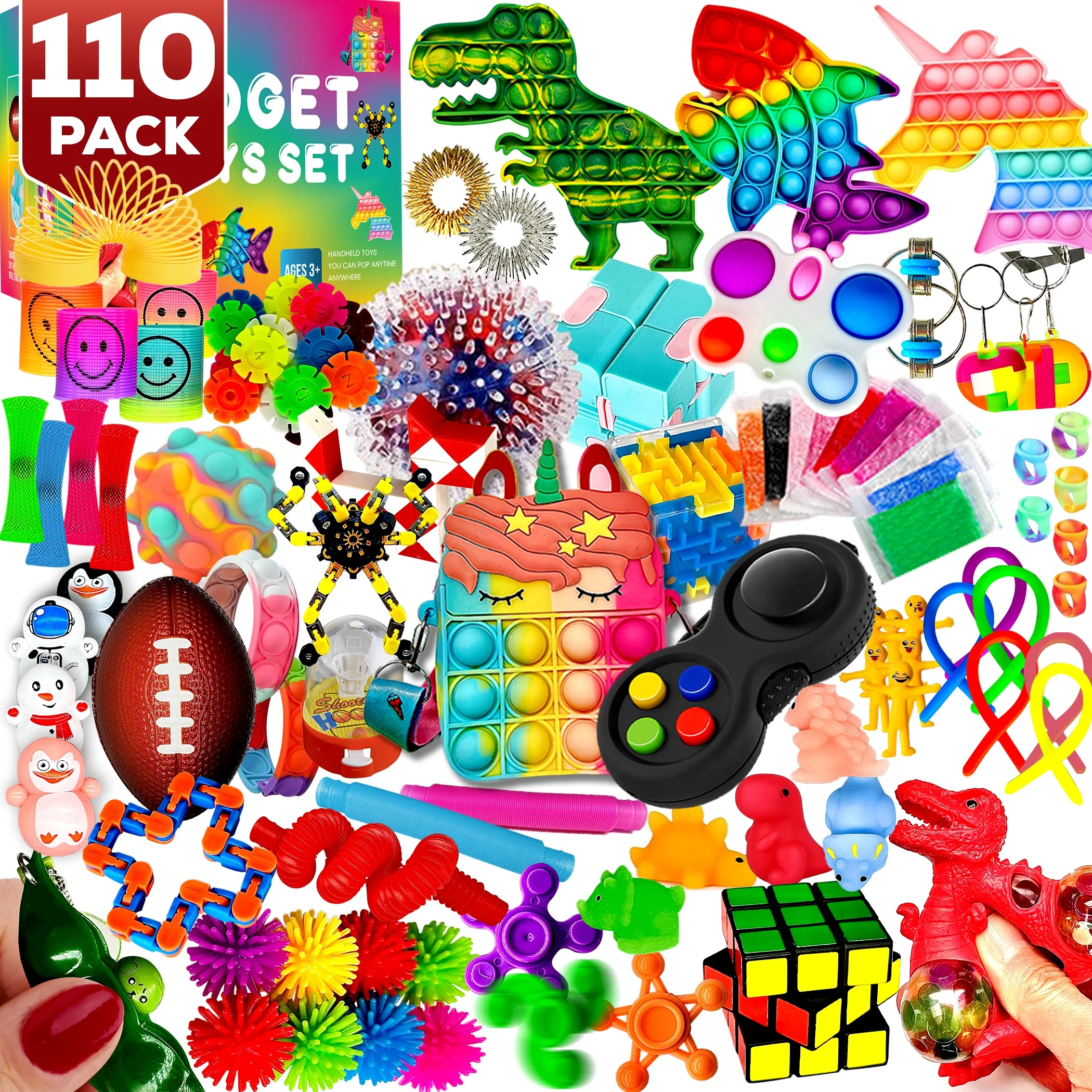 110 Pack Fidget Toys Set,Pop Sensory Party Favors Gifts for Kids Adults Boy Girl ADHD Autism Stress Relief Stocking Stuffers Autistic Bulk Goodie Bag Pinata Filler Treasure Box Classroom Prizes School