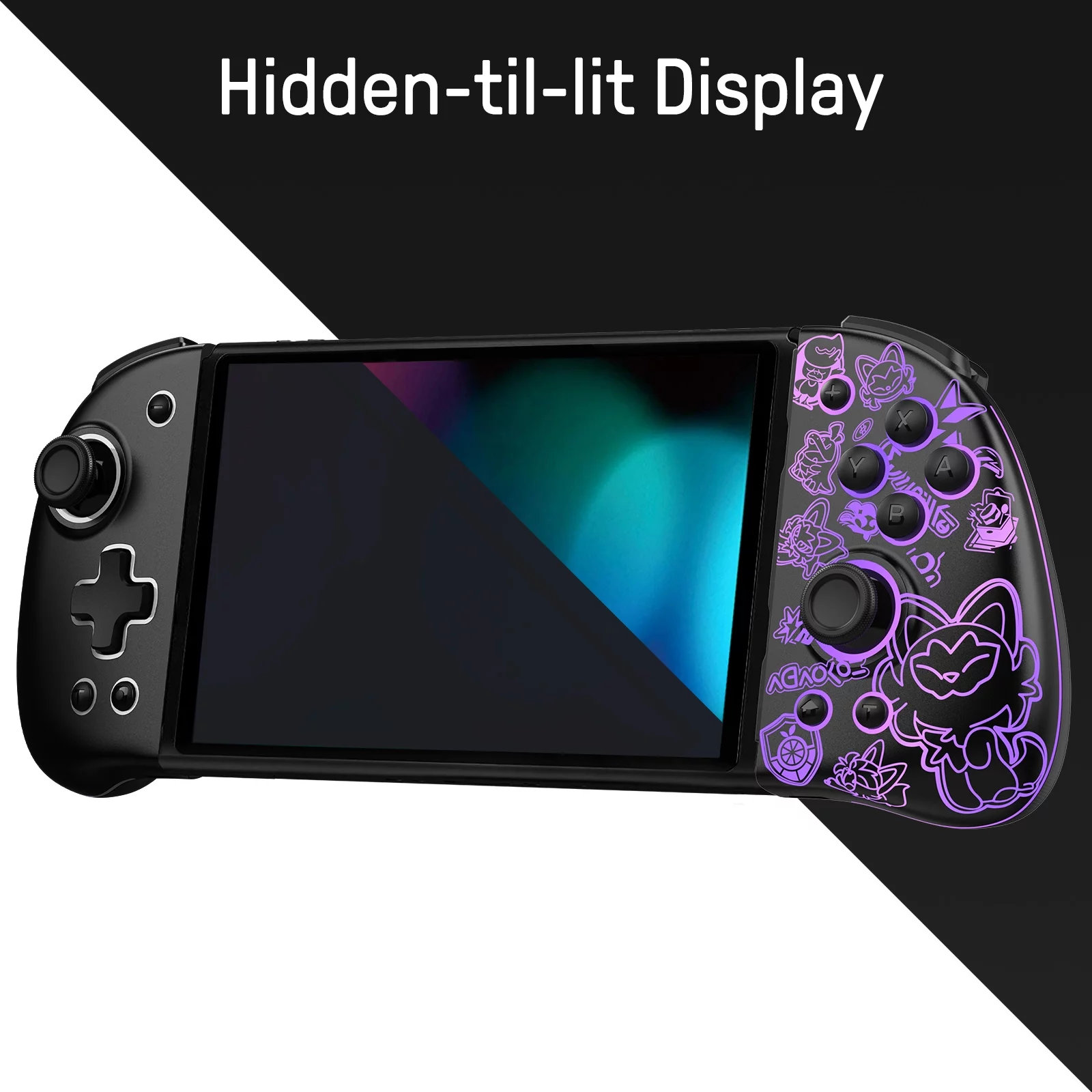 FUNLAB Luminous Switch Controller Compatible with Nintendo Switch/OLED,Enhanced Joypad for Handheld Mode,Rechargeable Ergonomic Split Pad with 7 LED Colors/Paddle/Turbo-Scarlet & Violet