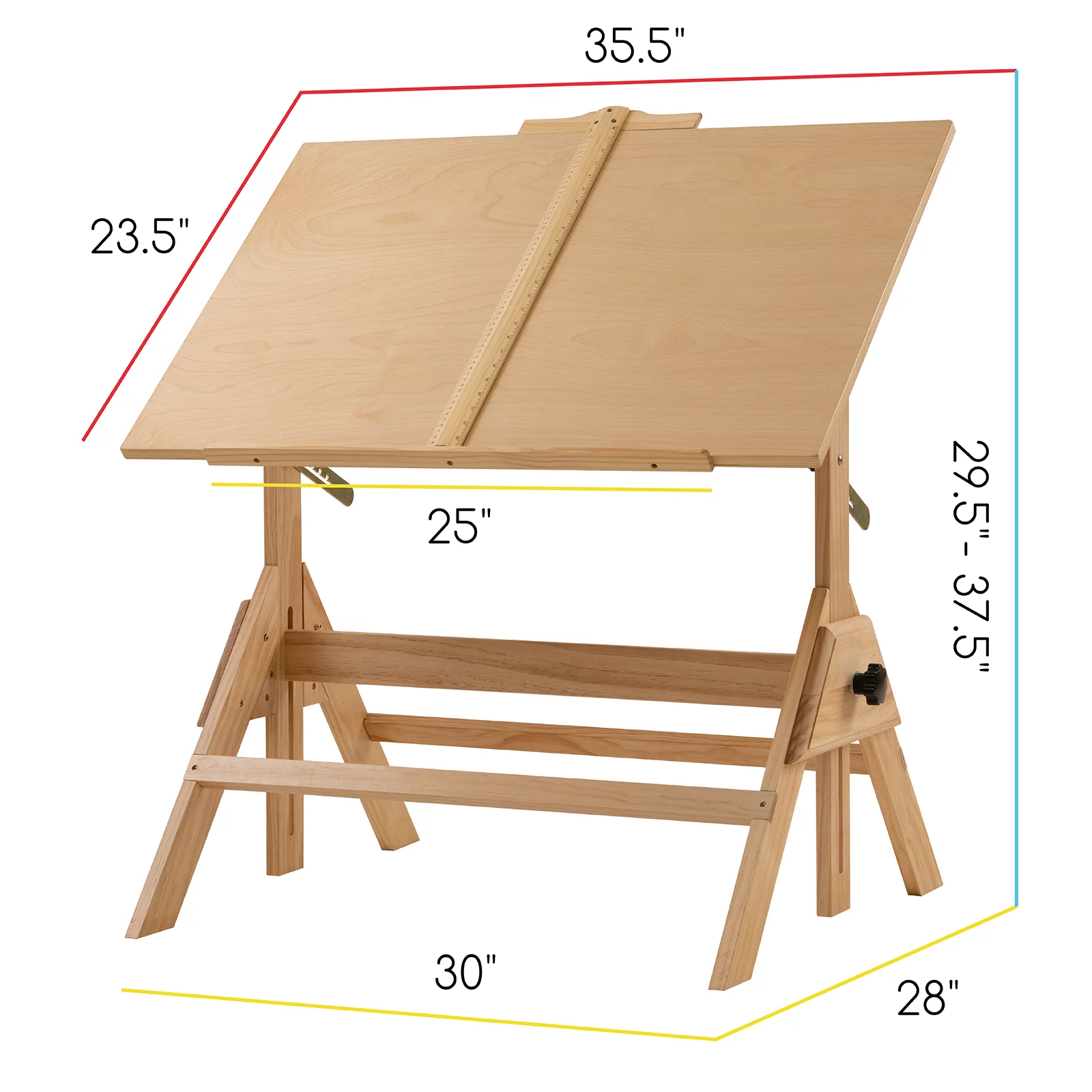 MEEDEN Solid Wood Drafting Table, Artist Drawing Table with 36