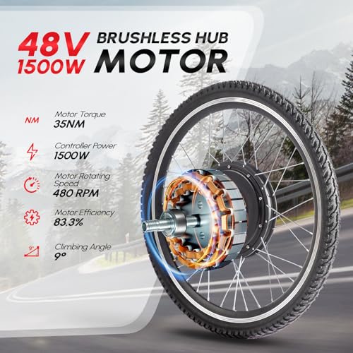 PEXMOR Electric Bike Conversion Kit, 48V 1000W /1500W 26
