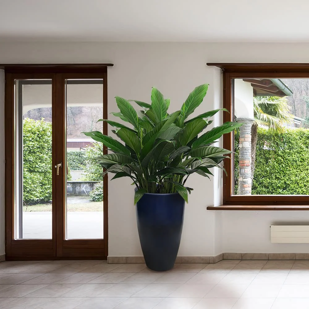 Ecobo 20.9-Inch Tall Eco-Friendly Round Pot Planter | Indoor/Outdoor Use, Durable, Versatile, and Lightweight | Contemporary All-Weather Design by Brazilian Artisans - Dark Blue