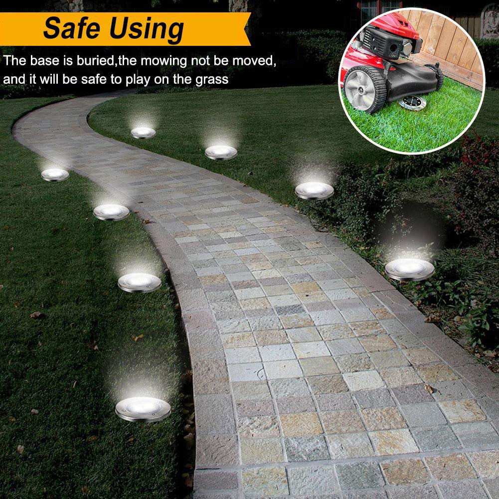 Rirool Solar Ground Lights, 8 LED Solar Disk Lights Outdoor Waterproof for Garden Yard Patio Pathway Lawn Driveway Walkway- Cool White 8 Pack