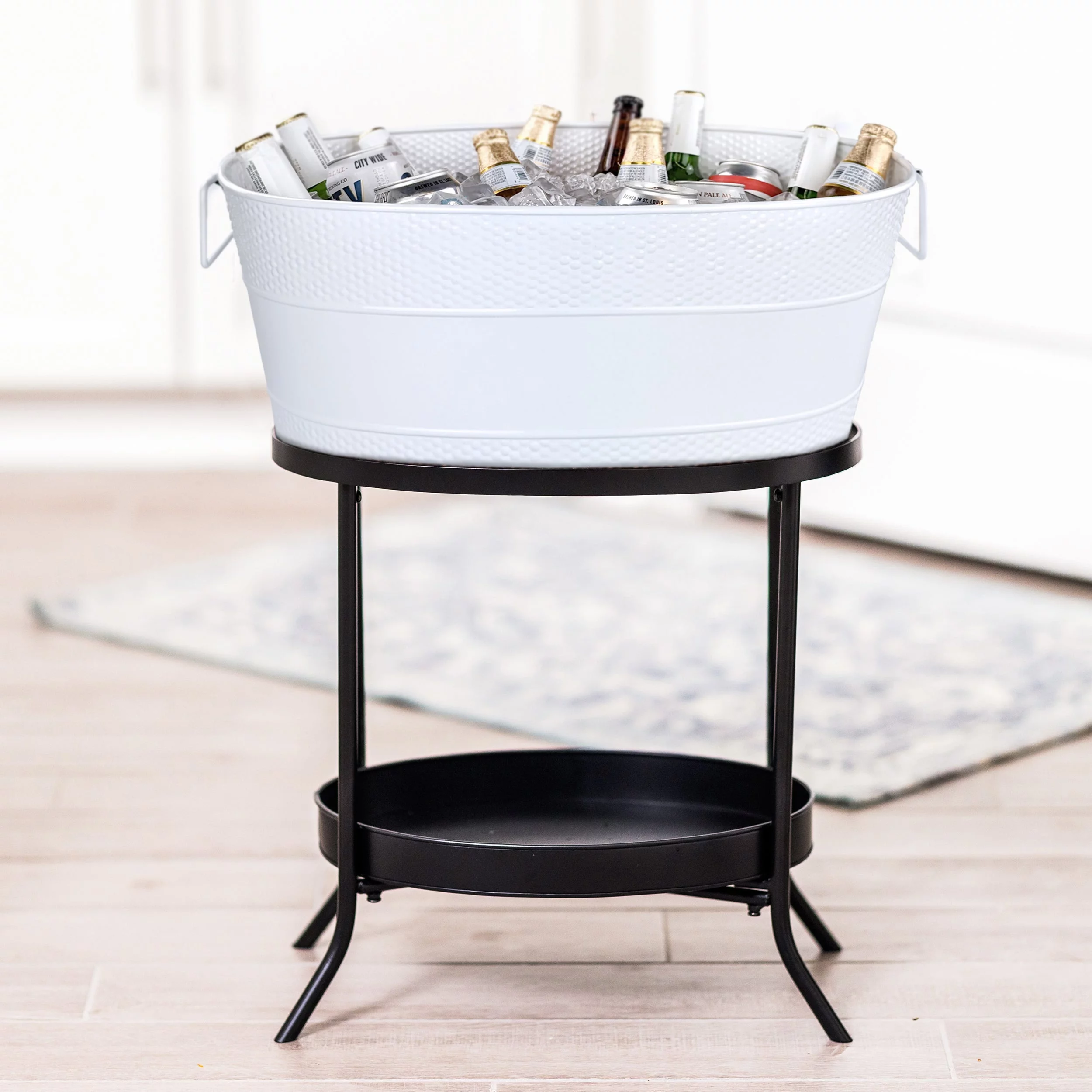 BREKX White Metal Aspen Model Beverage Tub with Iron Stand 28-inch Assembled Height