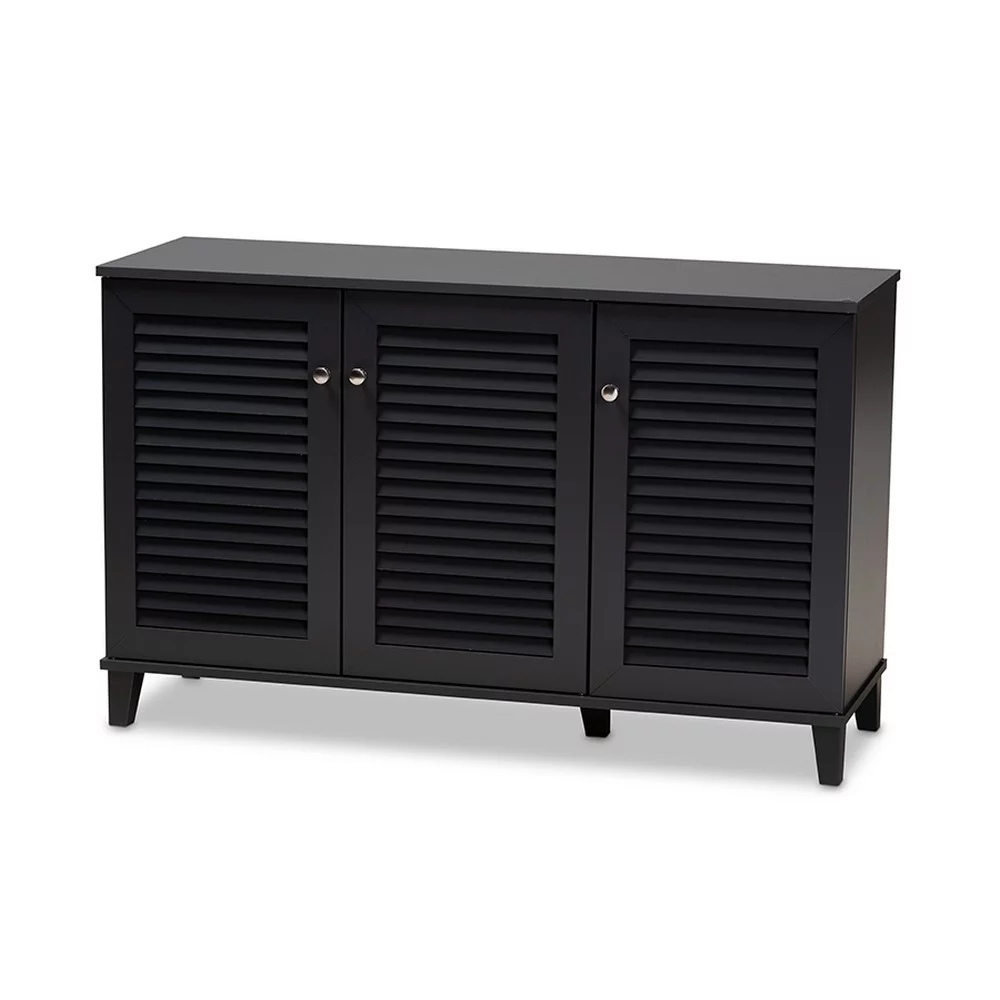 Baxton Studio Coolidge Modern and Contemporary Dark Grey Finished 8-Shelf Wood Shoe Storage Cabinet