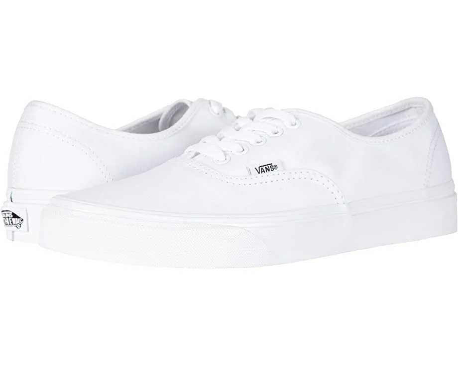 Vans Unisex Authentic Canvas Sneakers - True White - 8 Women/6.5 Men