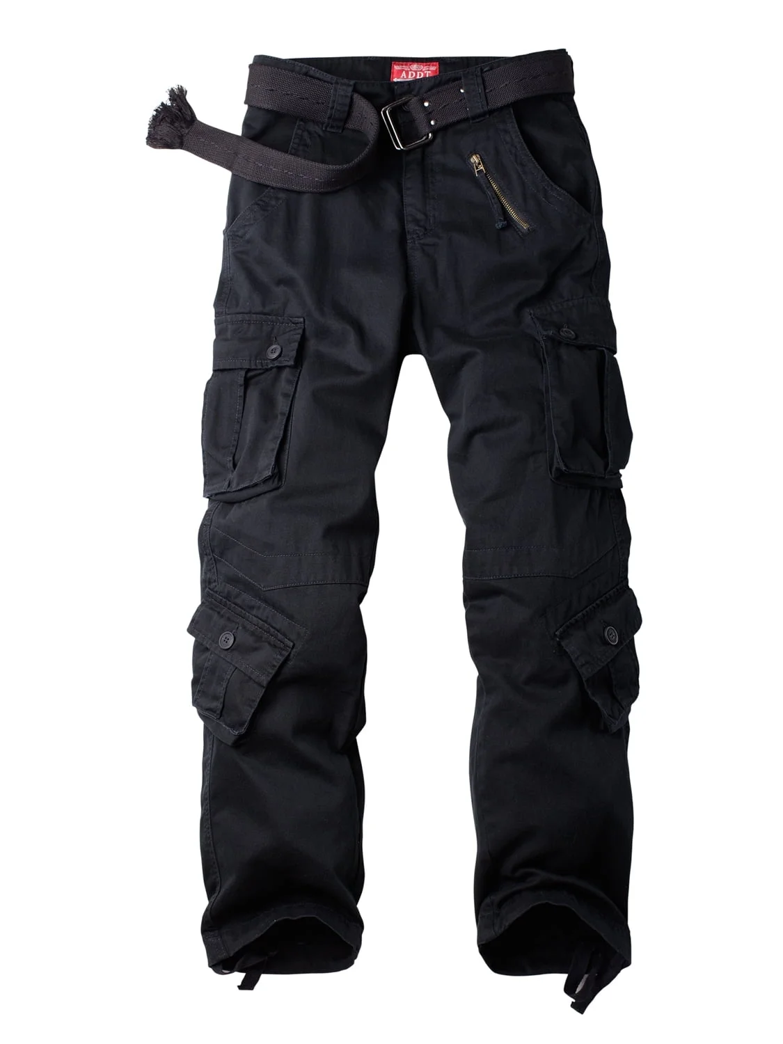 TRGPSG Men's Cargo Pants with 8 Pockets Cotton Cargo Work Pants(No Belt),Black 36x32