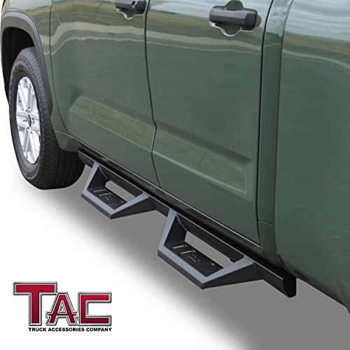TAC 4” Drop Sidewinder Running Boards Side Steps Fit 2022-2024 Toyota Tundra Double Cab Truck Pickup Fine Texture Black Nerf Bars Rock Slider Armor (2pcs Running Boards)