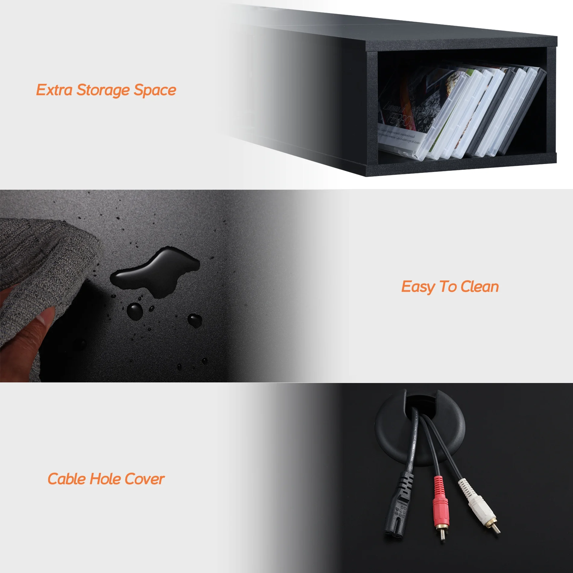 70 inch Floating TV Stand for Living Room, Black