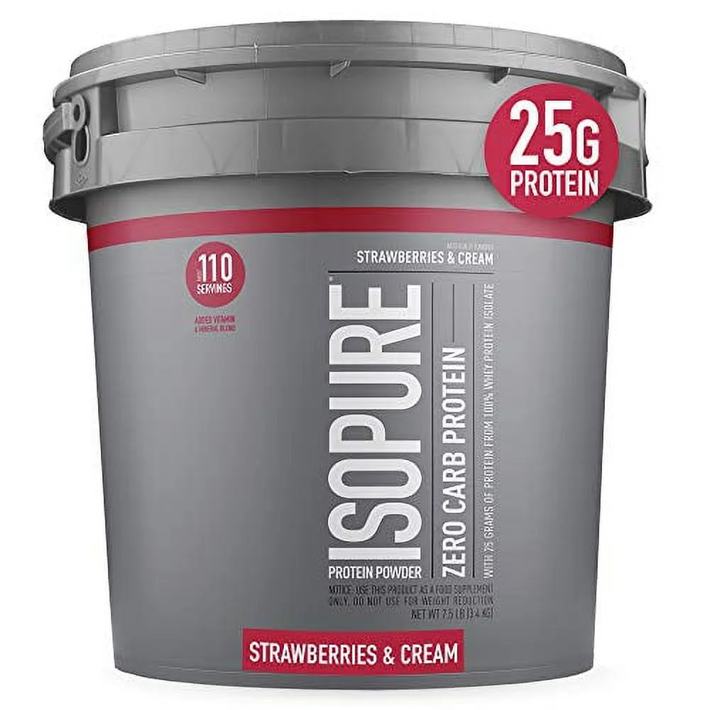 Isopure Zero Carb, Vitamin C and Zinc for Immune Support, 25g Protein, Keto Friendly Protein Powder, 100% Whey Protein Isolate, Flavor: Strawberries & Cream, 7.5 Pounds (Packaging May Vary)