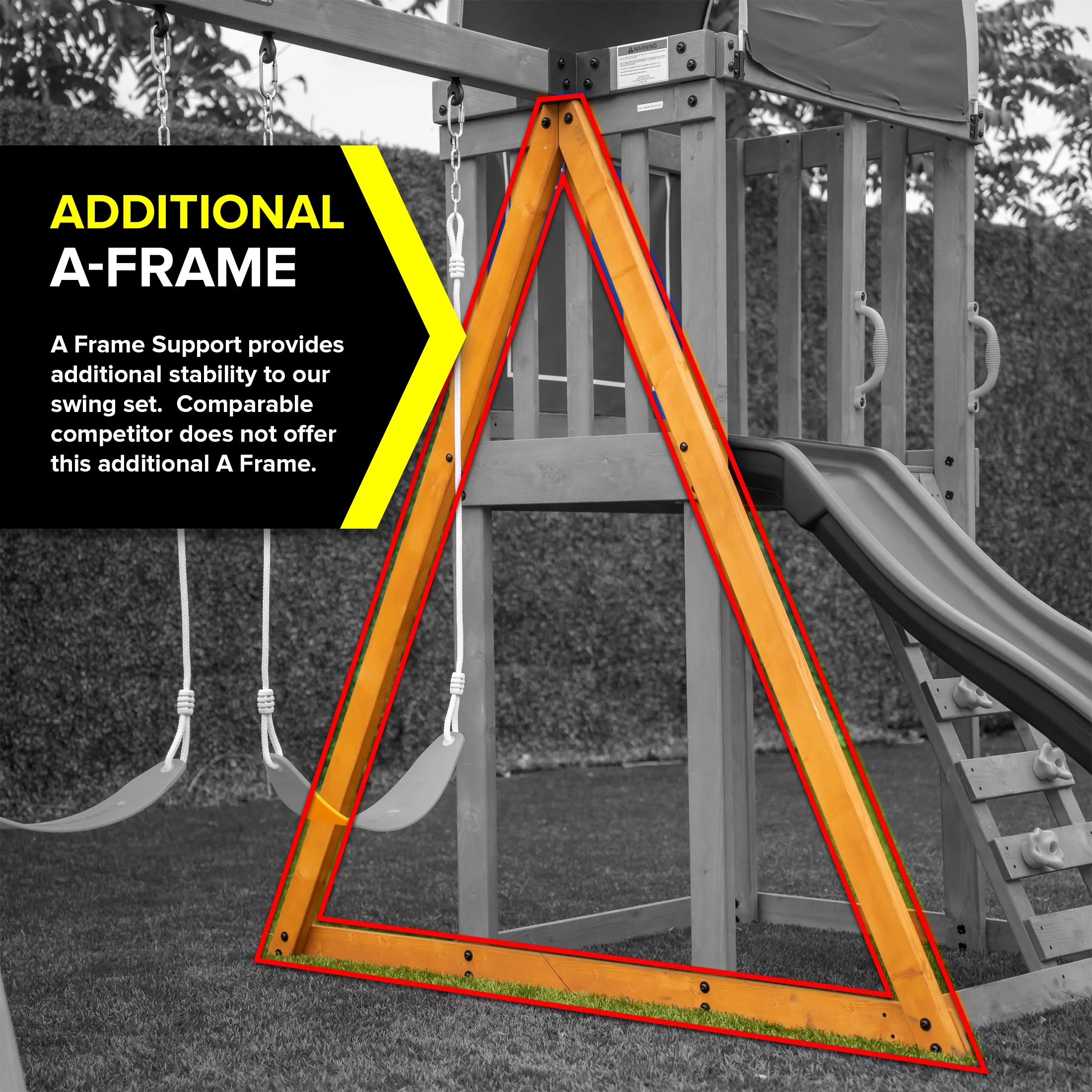 Sportspower Addison Wooden Swing Set with Heavy Duty Double A-Frame and Lifetime Warranty on Blow Molded Slide
