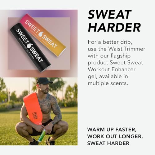 Sports Research® Sweet Sweat Waist Trimmer - Premium Sweat Enhancing Fitness Belt for Women & Men - 5 Adjustable Sizes