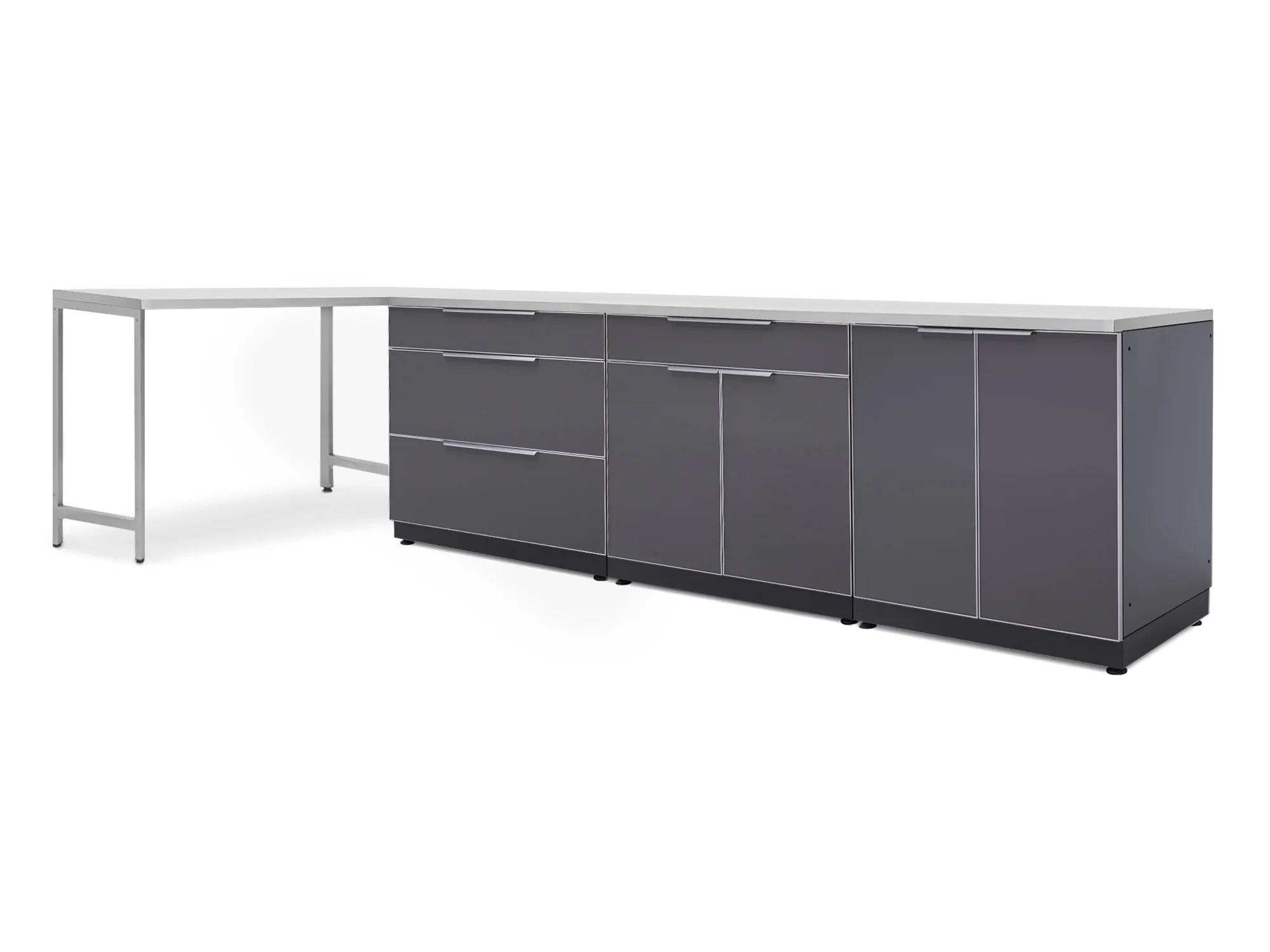 Outdoor Kitchen 5 Piece Cabinet Set in Slate Gray with Countertops