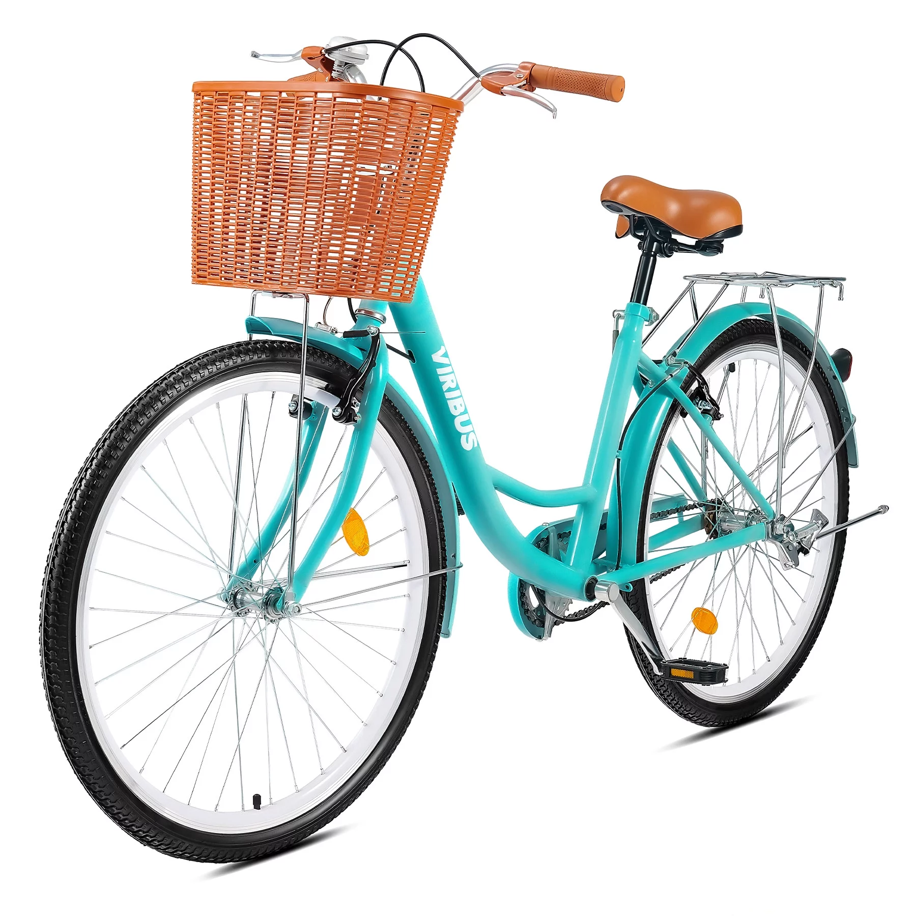 Viribus Beach & City Cruiser Bike 26 Inch Women's Comfort Bike with Basket & Rack Teal
