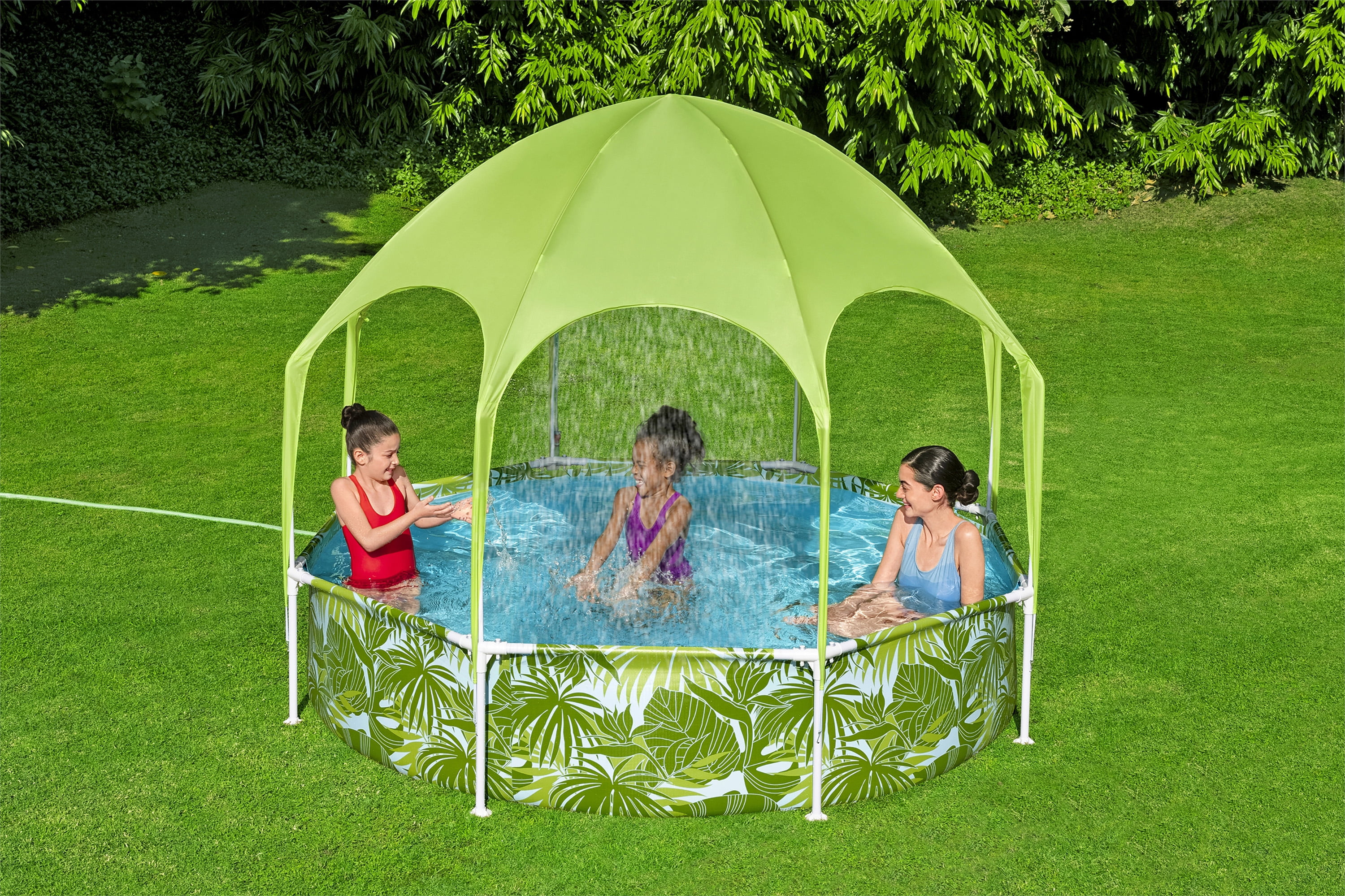 H2OGO 8 ft. x 20 in. Round Above Ground Pool Set With Pool Shade