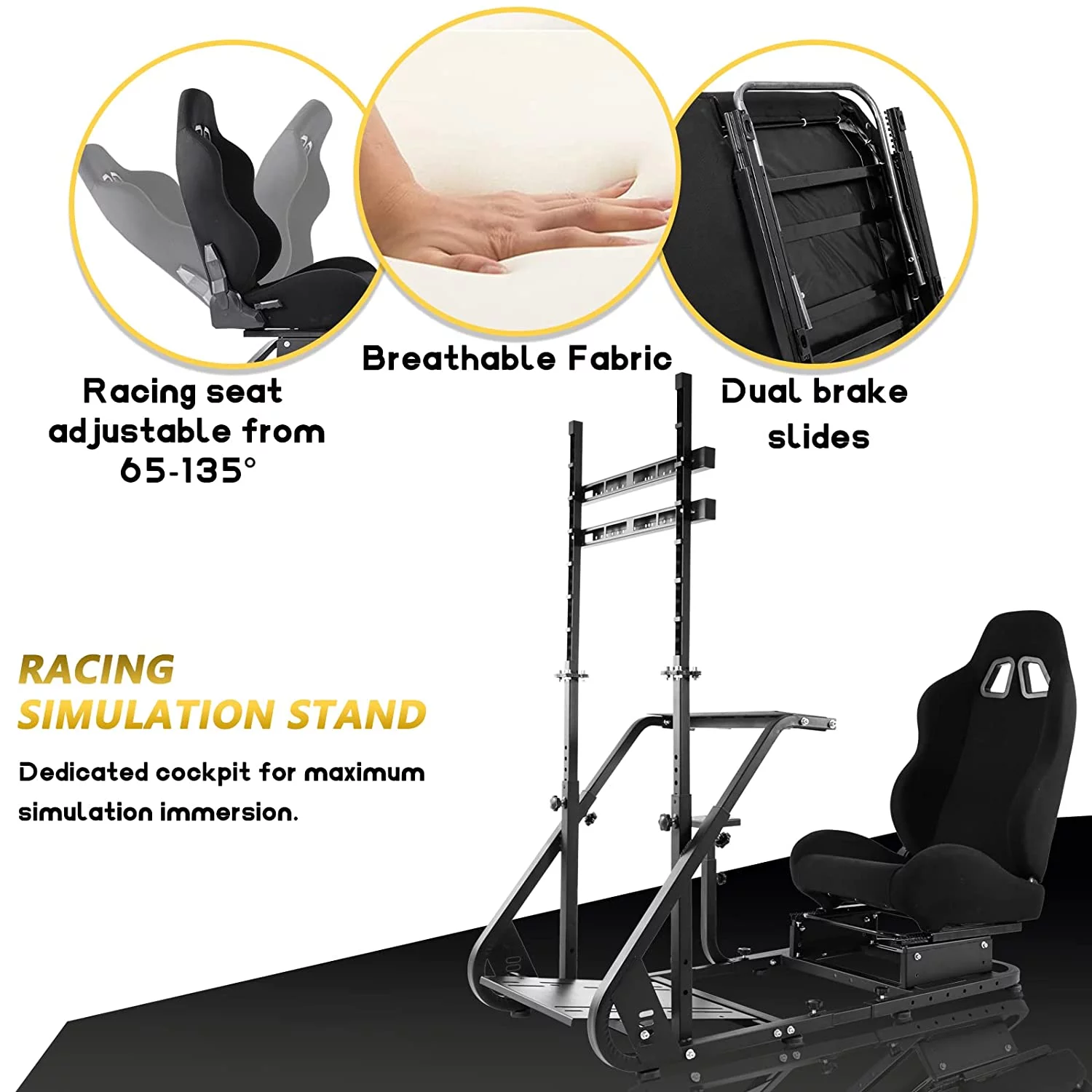 Marada G923 Racing Simulator Cockpit with Monitor Stand Game Seat Fit for Logitech G920 T500 Fanatec