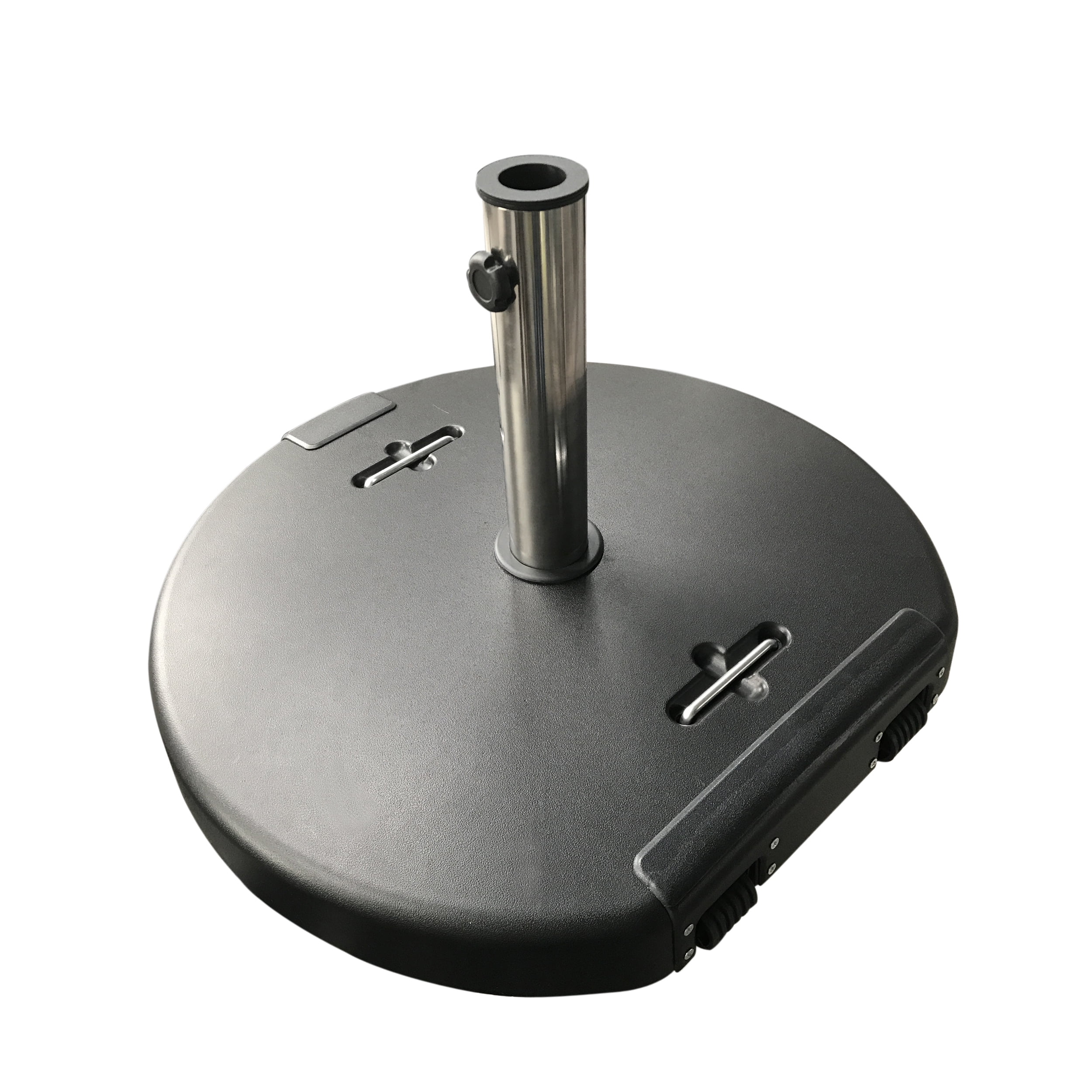 GDF Studio Laramie Outdoor 132lb Concrete Circular Umbrella Base, Matte Black