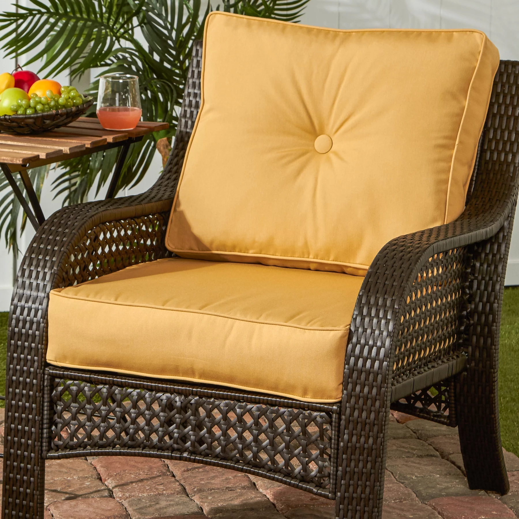 Wheat Outdoor Sunbrella Fabric 2-Piece Deep Seat Cushion Set by Greendale Home Fashions
